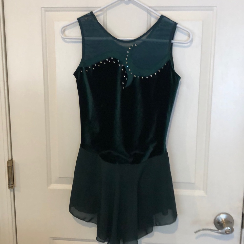 Girls Hunter Green ice skating dress